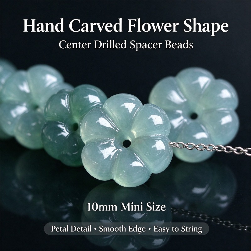 Beading - 10개입, 수공예로 조각한 천연 버마 블루