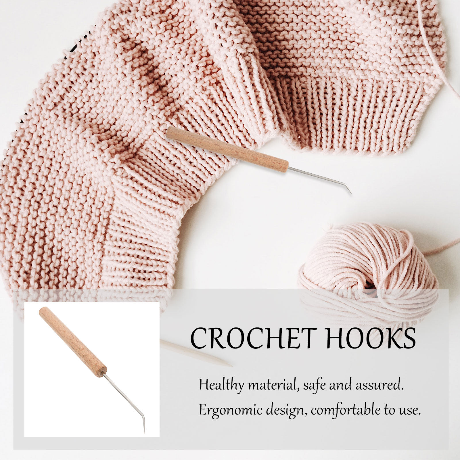 Wooden Crochet Hooks Ergonomic Handle - 1개입 고급스러운 나무 손잡이 크로셰 바늘,