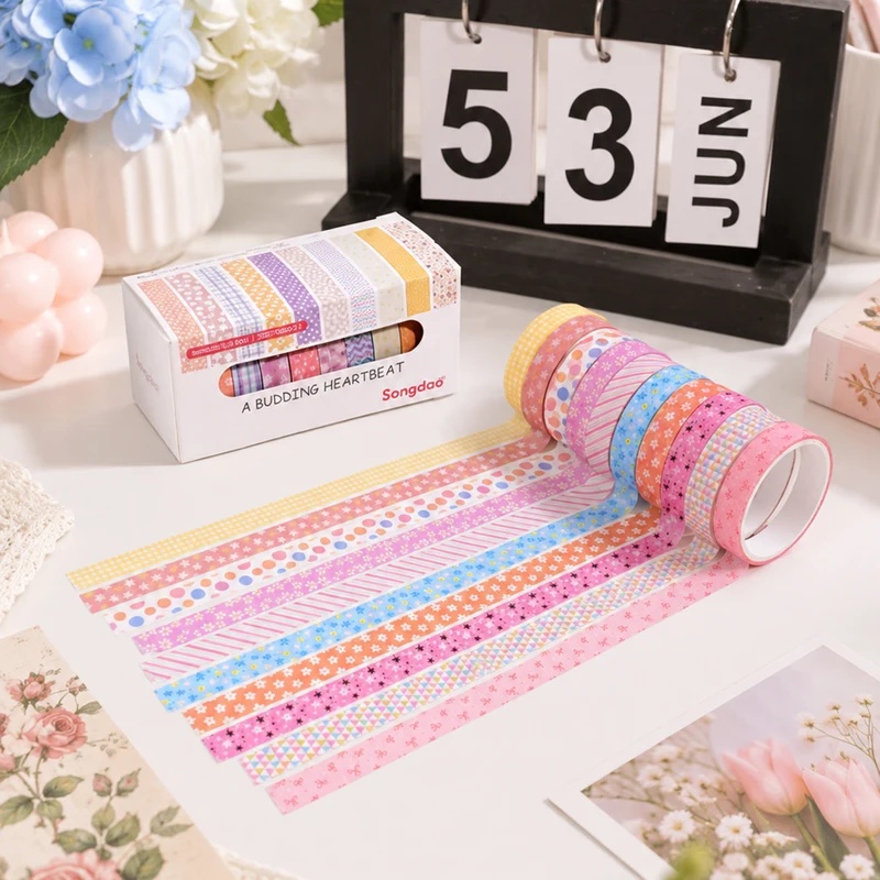 Scrapbooking - 10개들이 플로럴 파스텔 색상의 와시 테이프,