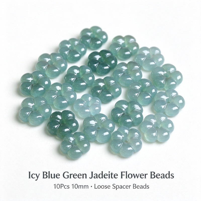 10개입, 수공예로 조각한 천연 버마 블루 워터 제이드 - Beading 리뷰 및 가격