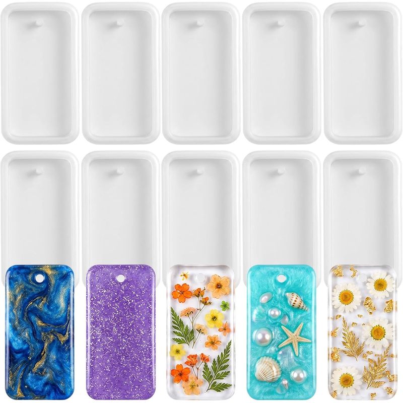 10개 세트로 판매되는 레진 키링 주얼리 몰드, 직사각 - Silicone Epoxy Resin Molds Set 리뷰 및 가격
