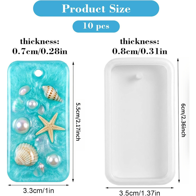 10개 세트로 판매되는 레진 키링 주얼리 몰드, 직사각 - Silicone Epoxy Resin Molds Set 리뷰 및 가격
