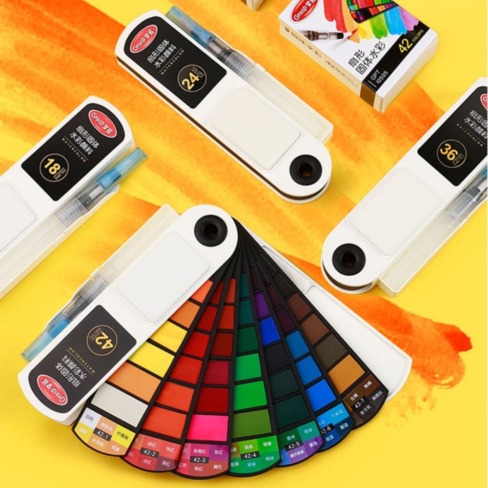 접이식 수채 물감 세트, 물붓 펜 포함, 18/24/3 - Watercolor Paint Set Solid Pigment 리뷰 및 가격